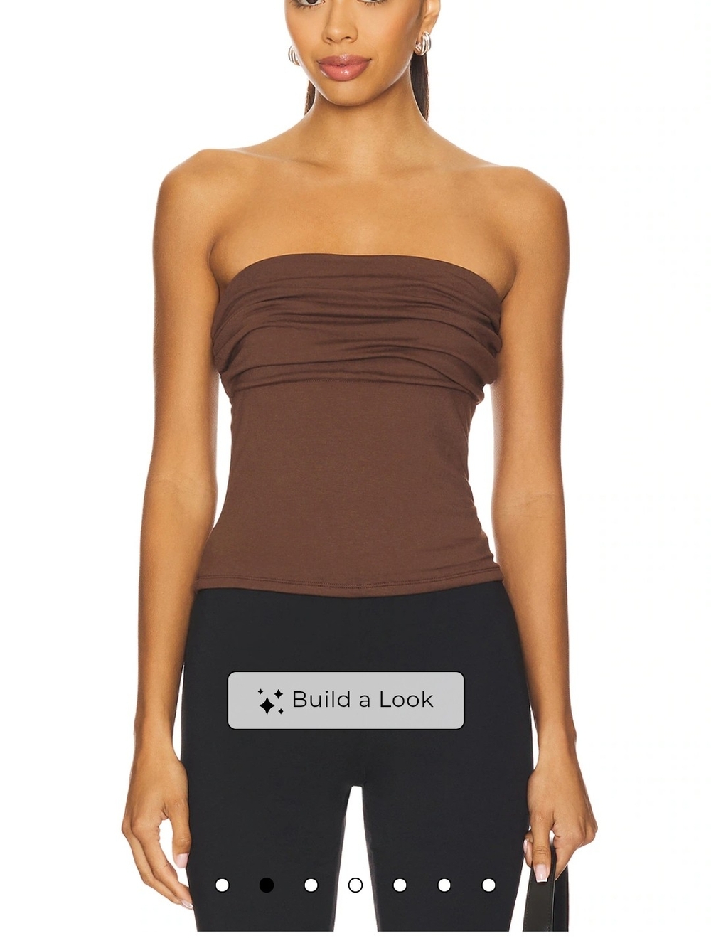 Ruched Strapless Camisole in Brown